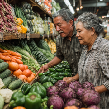 Літня жінка з продуктами